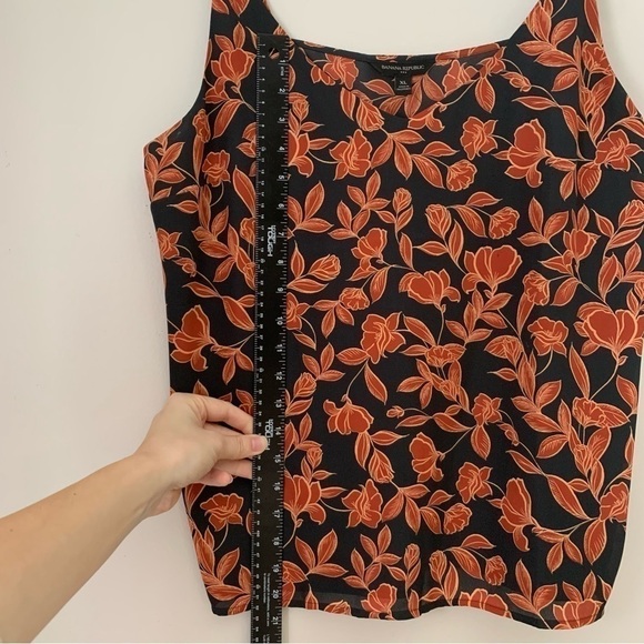 banana republic | Orange and Black Floral Cami Tank Top Adjustable Straps XL - Picture 6 of 6